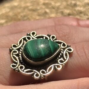 Malachite intricate Silver Ring
